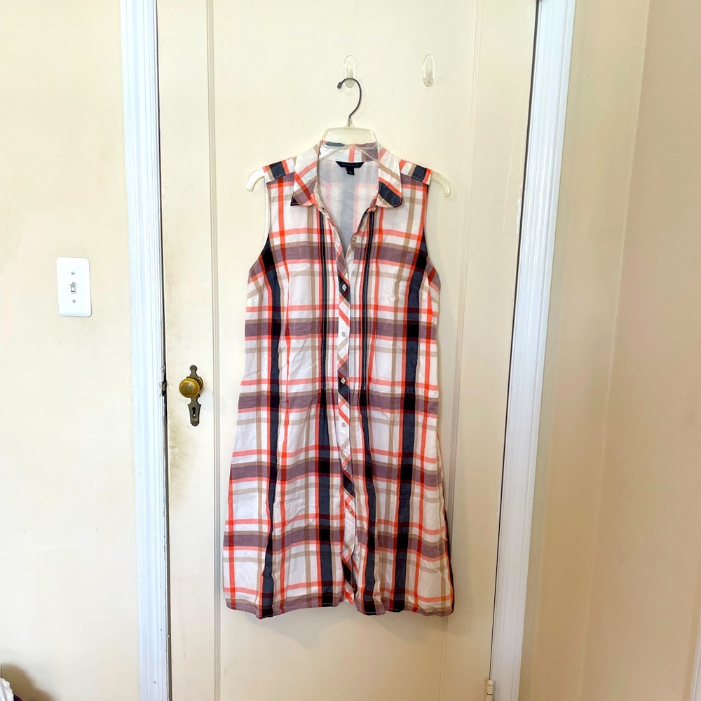 Sleeveless orange & navy Tommy Hilfiger dress